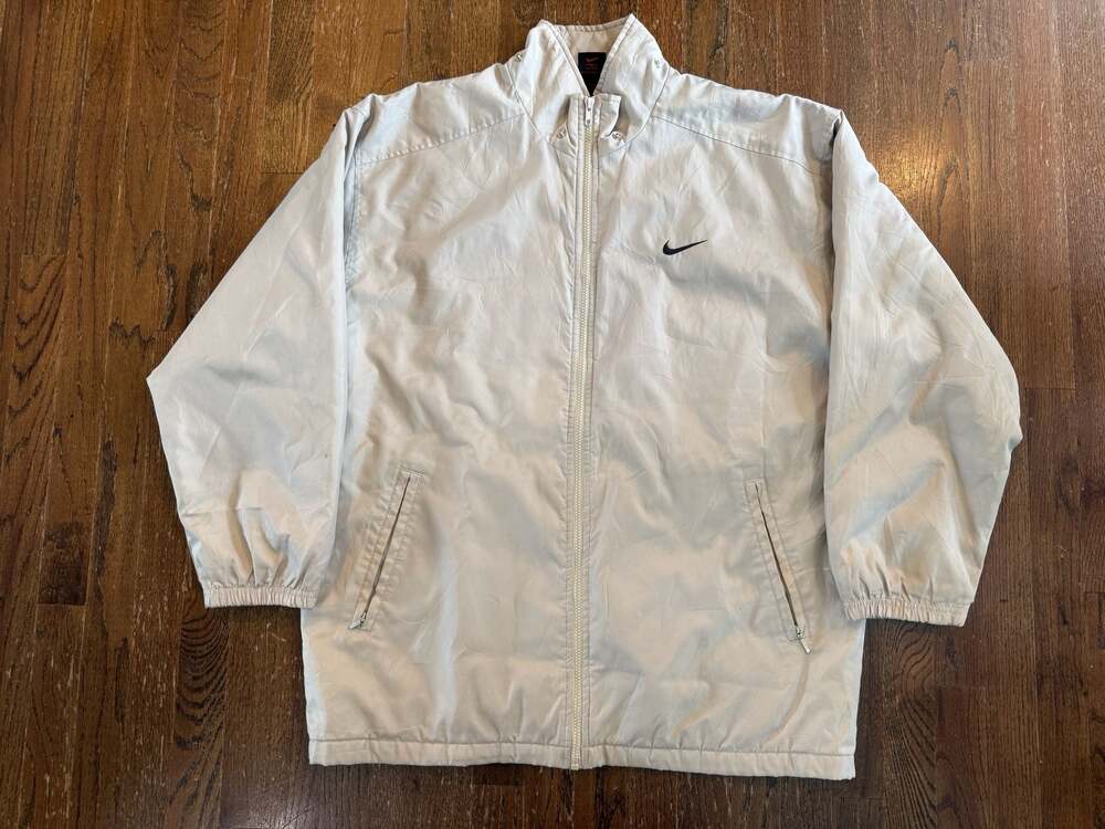 Vintage Nike Quilted Lined Full Zip Jacket Tan Size M